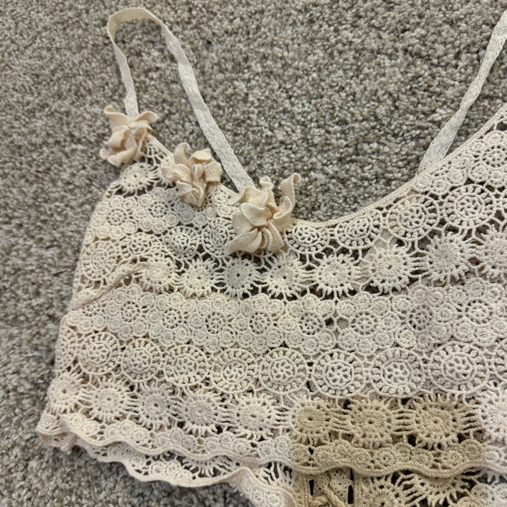NWOT Free People Gypset Crochet Longline Bralette | Small | Ivory - Picture 7 of 8